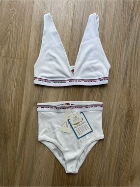 Zara x Fruit of the Loom white ribbed underwear set